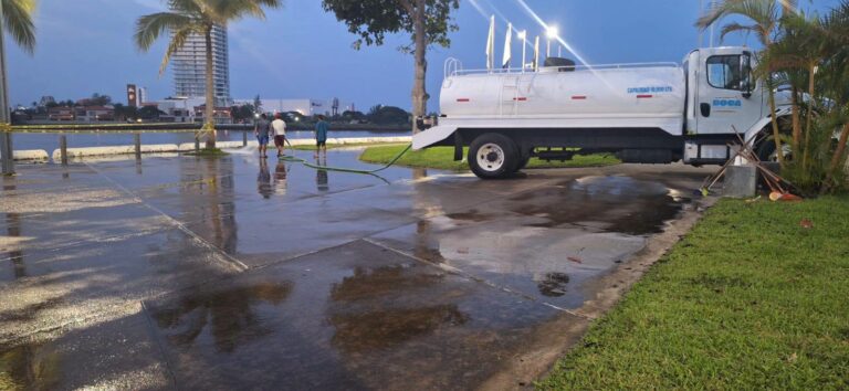 Labores de limpieza en la zona de Plaza Banderas y en las calles Zamora y Malpica